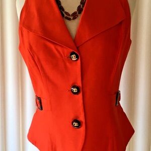 Jessica Howard Bold Orange Blazer Vest Set